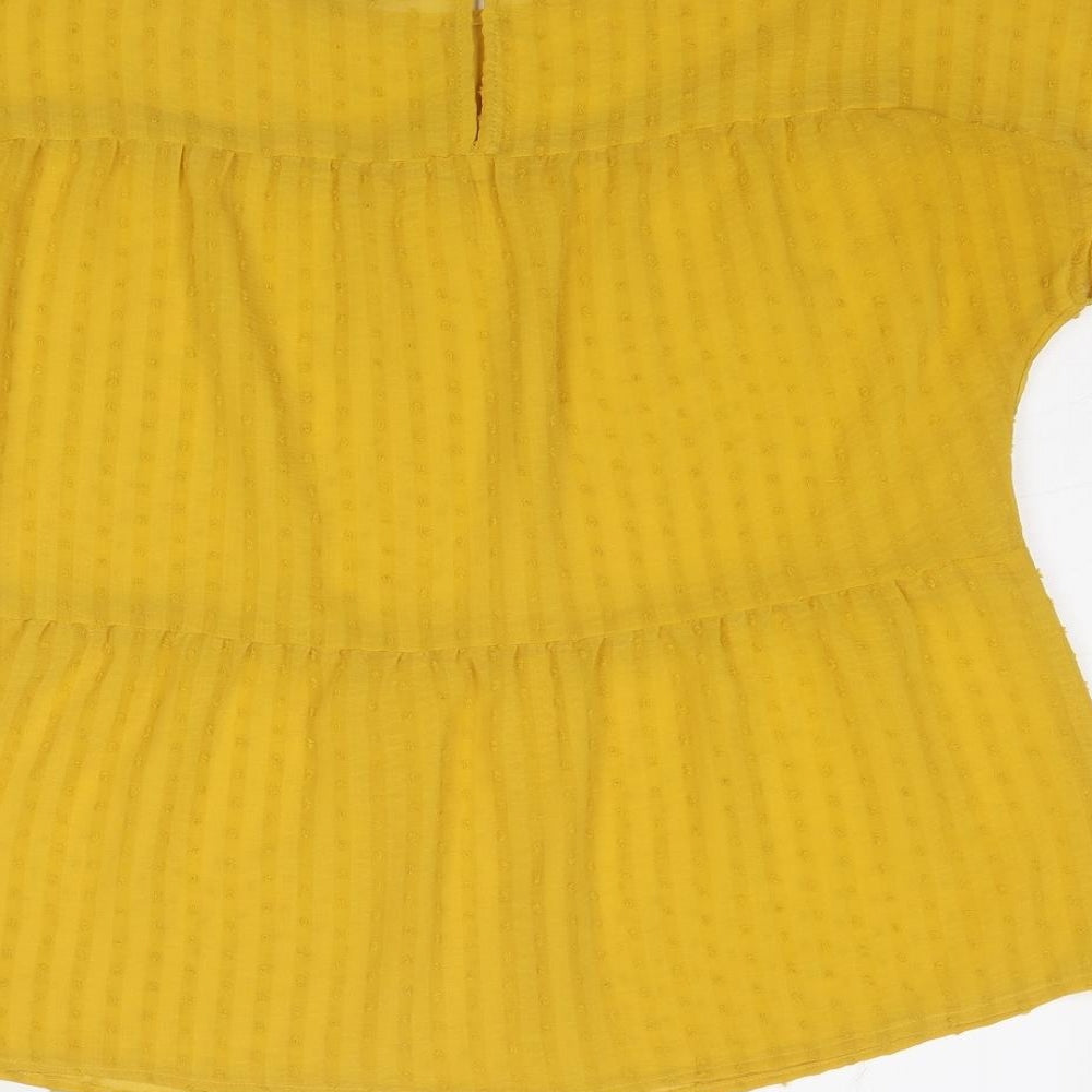 NEXT Womens Yellow Polyester Basic Blouse Size 10 Round Neck