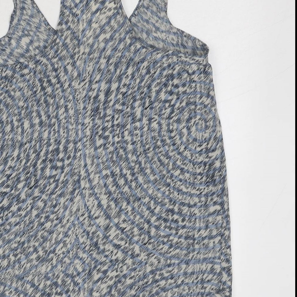 Staring at Stars Womens Blue Geometric Viscose Basic Tank Size XS Round Neck - Lace Detail