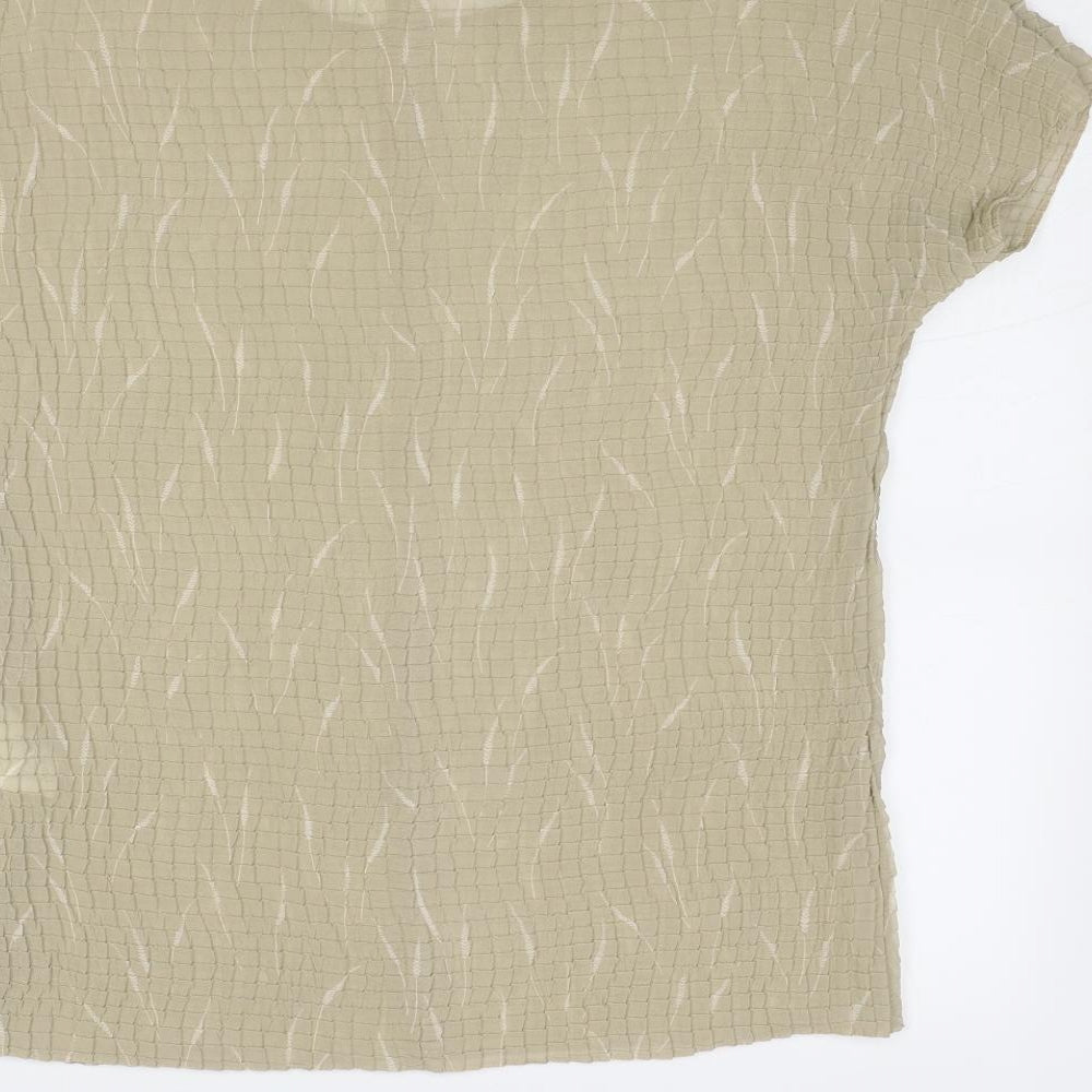 Bianca Womens Beige Geometric Polyester Basic Blouse Size 12 Round Neck
