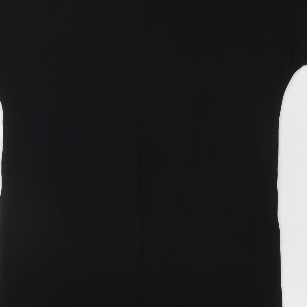 Topshop Womens Black Polyester T-Shirt Dress Size 8 V-Neck Pullover