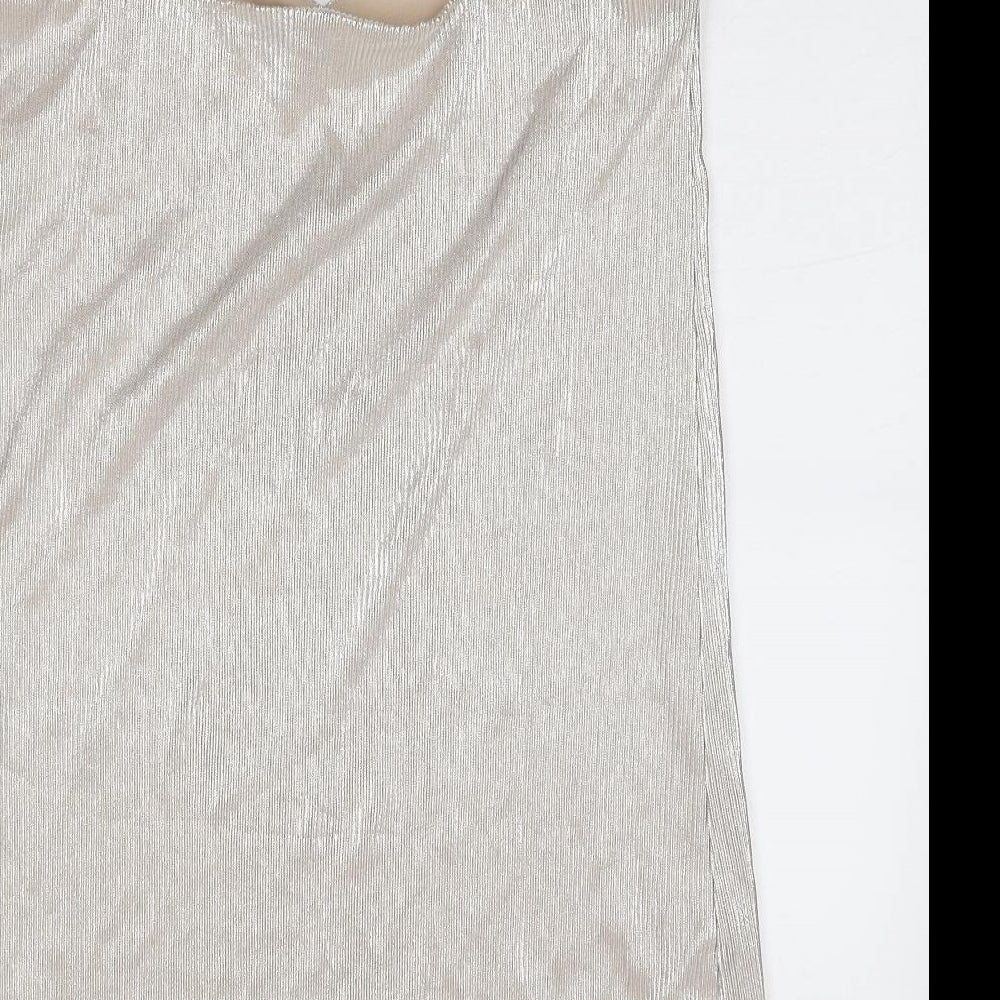 Divided by H&M Womens Silver Polyester Mini Size M V-Neck Pullover - Metallic