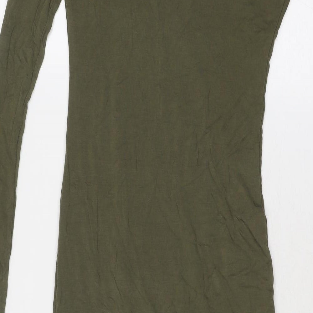 Bear Dance Womens Green Viscose Bodycon Size S One Shoulder Pullover