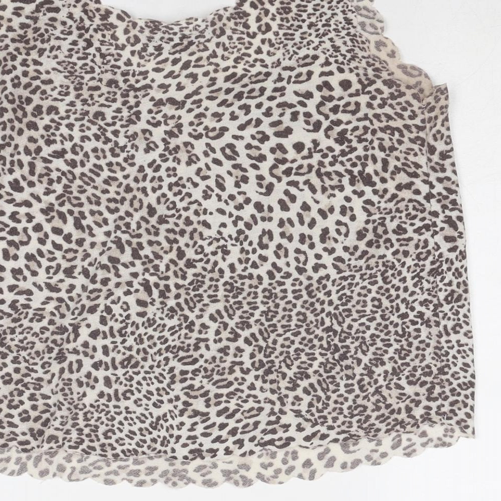 Internacionale Womens Grey Animal Print Polyester Basic Tank Size 10 Round Neck - Leopard Pattern