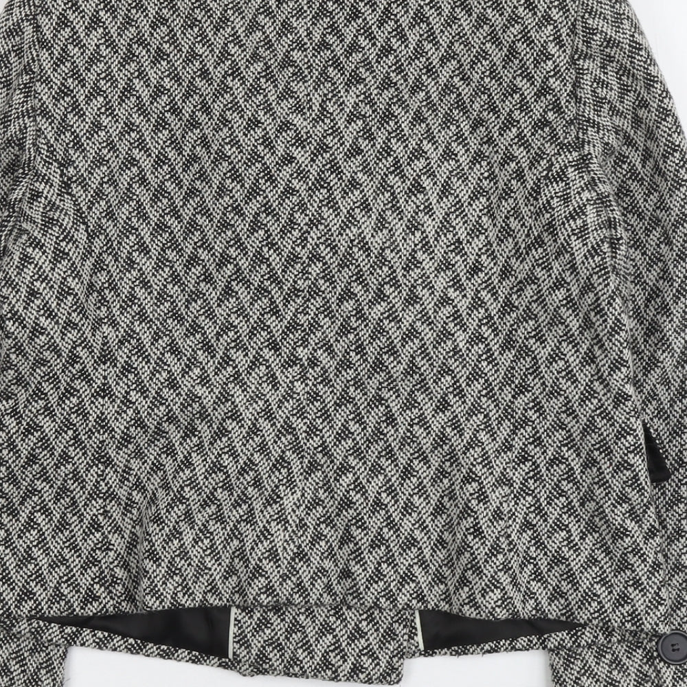Marks & Spencer Womens Grey Geometric Jacket Blazer Size 16 Button