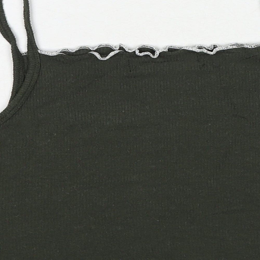 Select Womens Green Viscose Cropped Tank Size 8 Square Neck - Babygirl