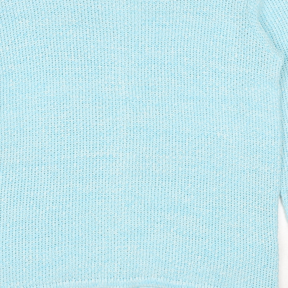 Afibel Womens Blue Round Neck Acrylic Cardigan Jumper Size 10 - Size 10-12
