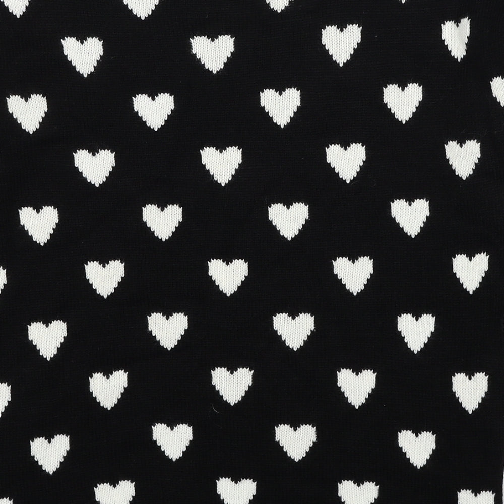 Quiz Womens Black Round Neck Geometric Acrylic Pullover Jumper Size S - Heart Pattern
