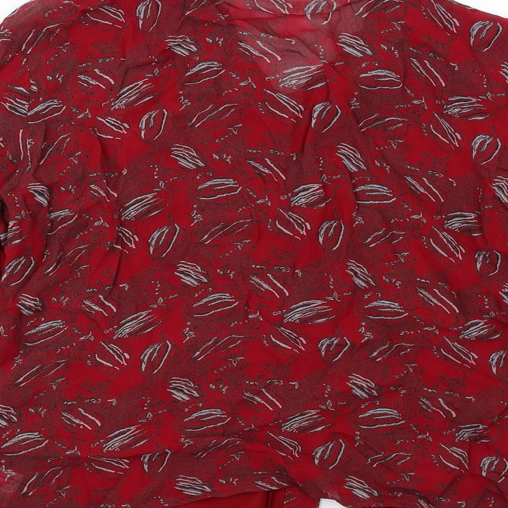 Off Shoot Womens Red Geometric Viscose Basic Button-Up Size S Collared