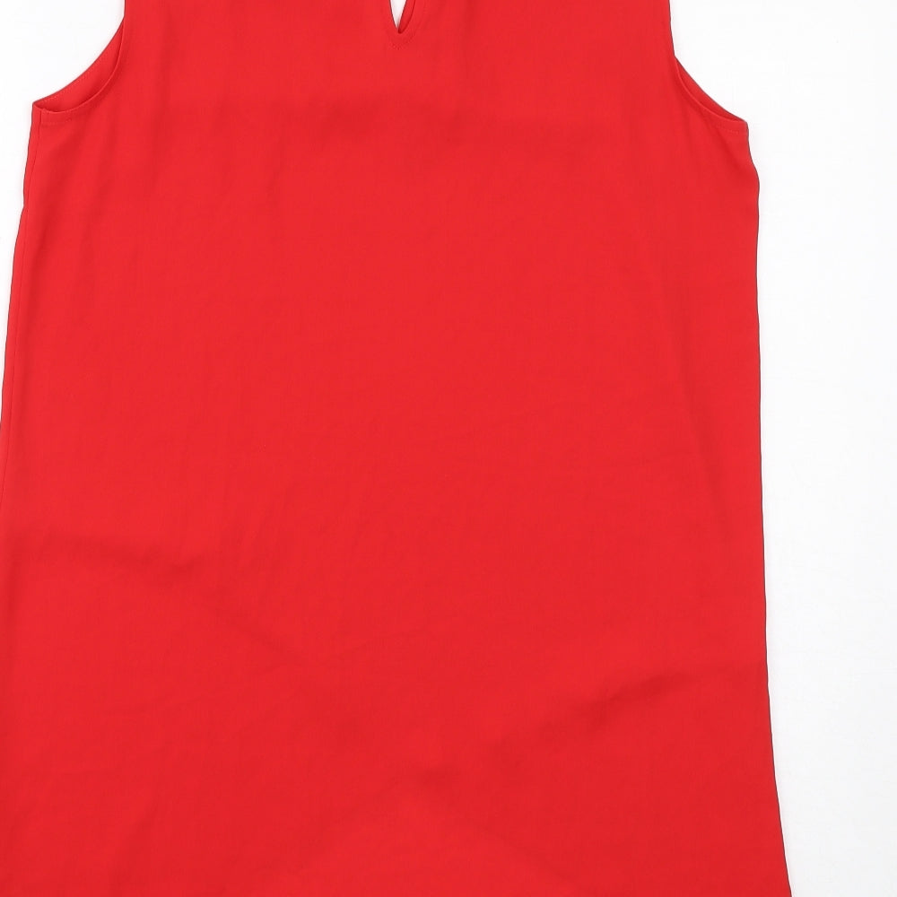Julien Macdonald Womens Red Polyester Basic Blouse Size 12 V-Neck