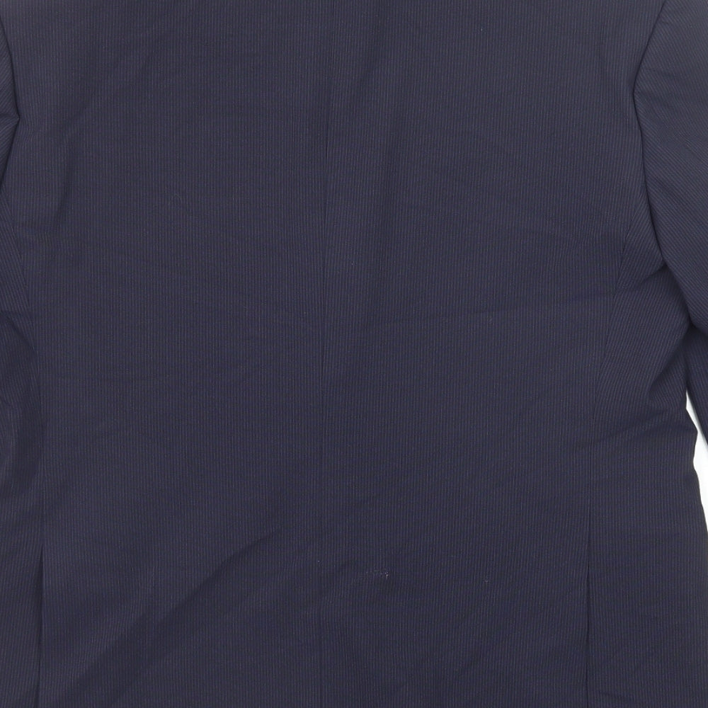 Marks & Spencer Mens Blue Striped Polyester Jacket Suit Jacket Size 38 Regular