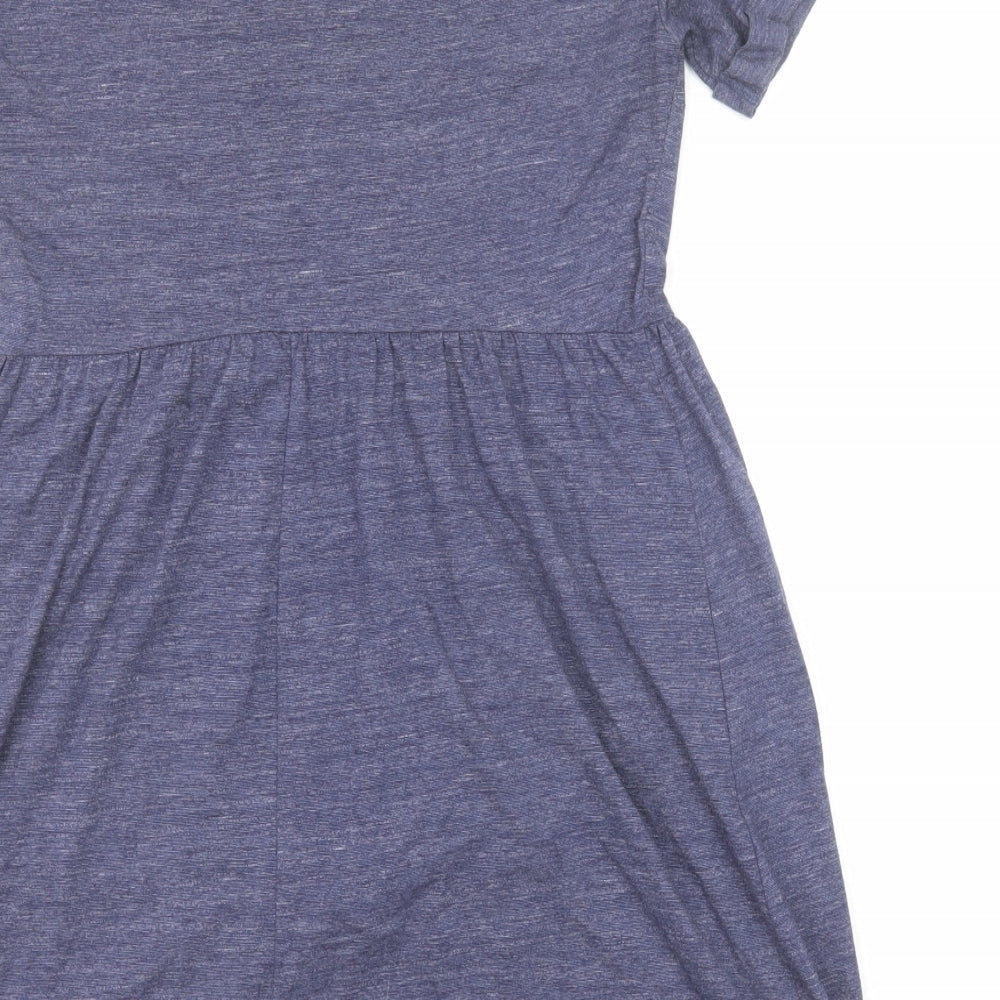Topshop Womens Purple Polyamide A-Line Size 10 Round Neck Pullover - Lace Details