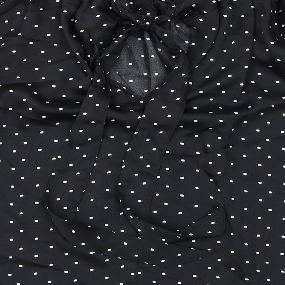 Marks & Spencer Womens Black Geometric Polyester Basic Blouse Size 10 Round Neck