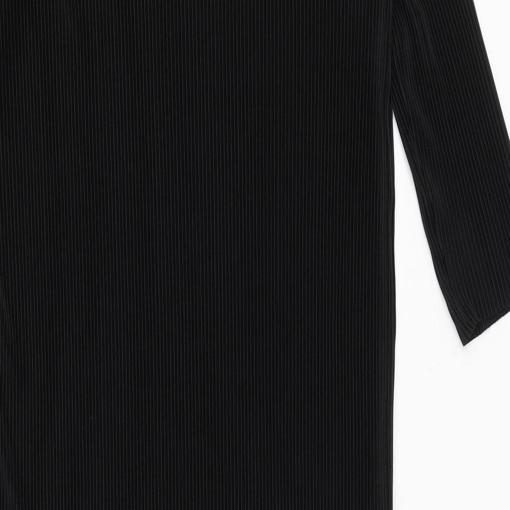 Marks & Spencer Womens Black Polyester Sheath Size 10 Boat Neck Pullover - Ribbed