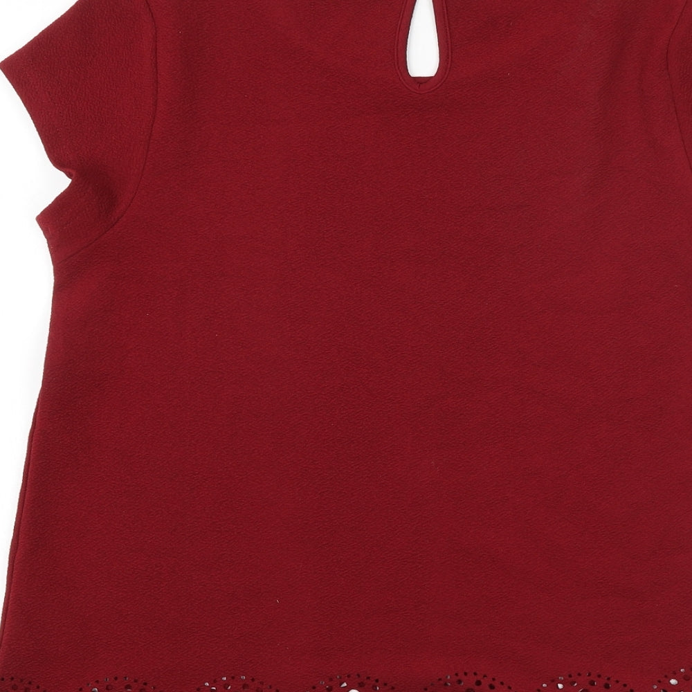 Original Womens Red Polyester Basic T-Shirt Size 14 Round Neck