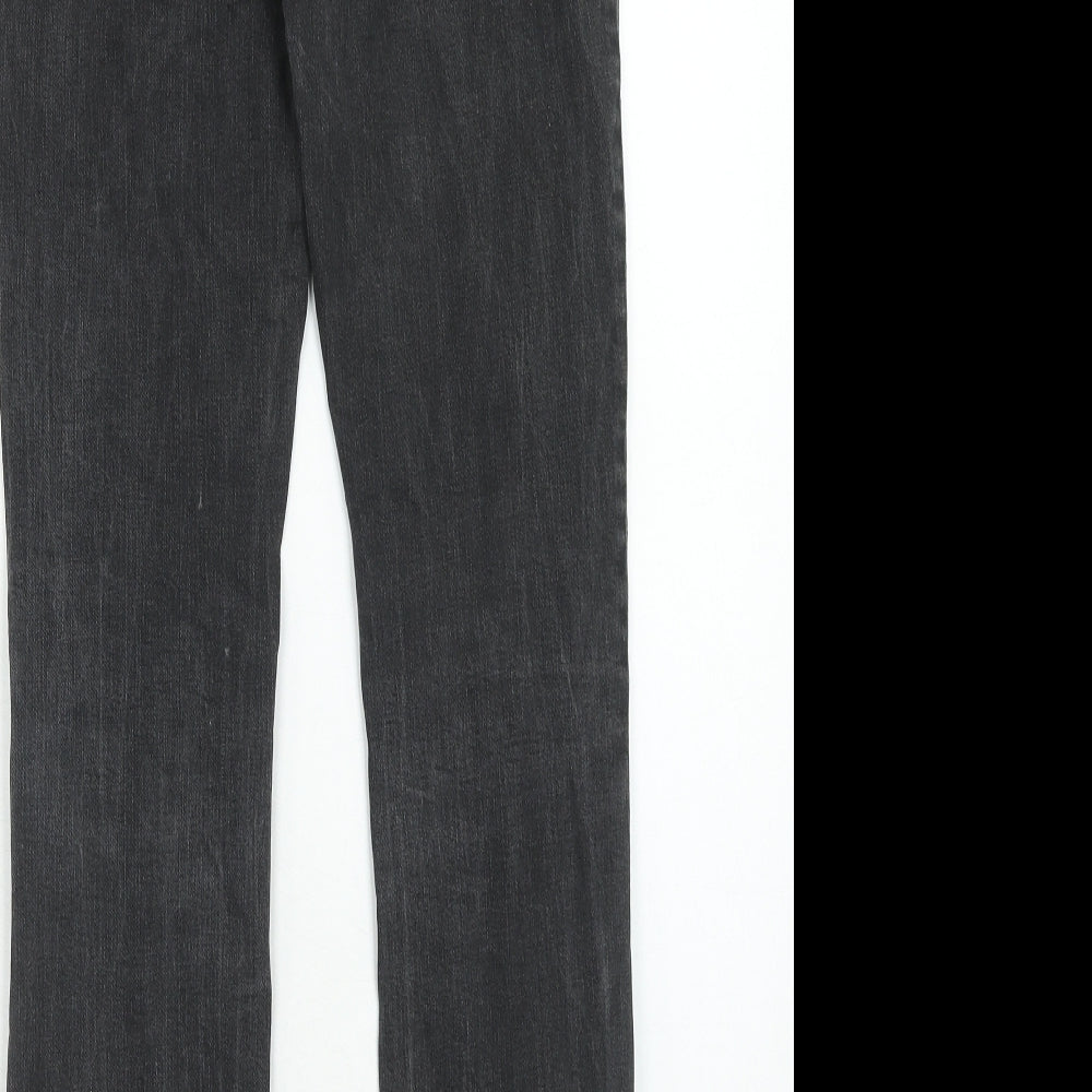 Monoprix Womens Grey Cotton Straight Jeans Size 10 Regular Zip