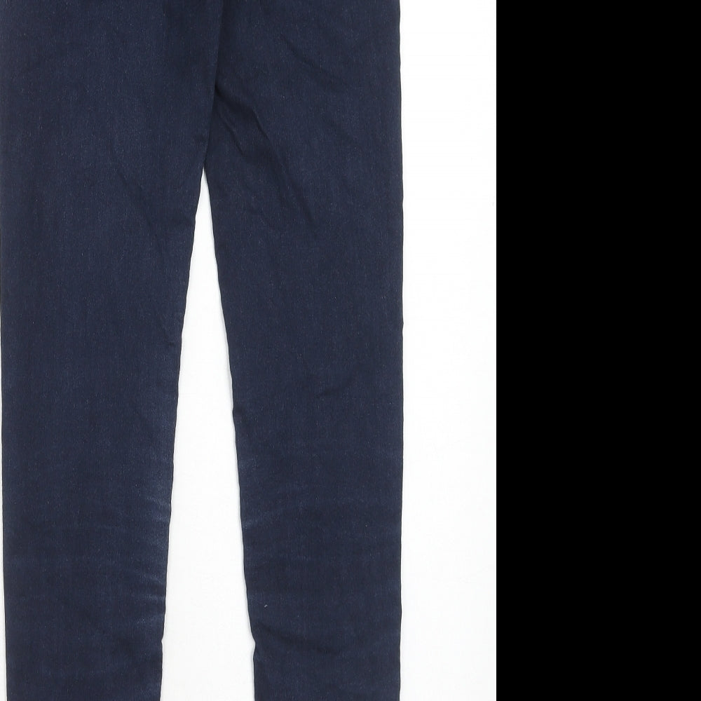 Marks & Spencer Womens Blue Cotton Skinny Jeans Size 6 Regular Zip