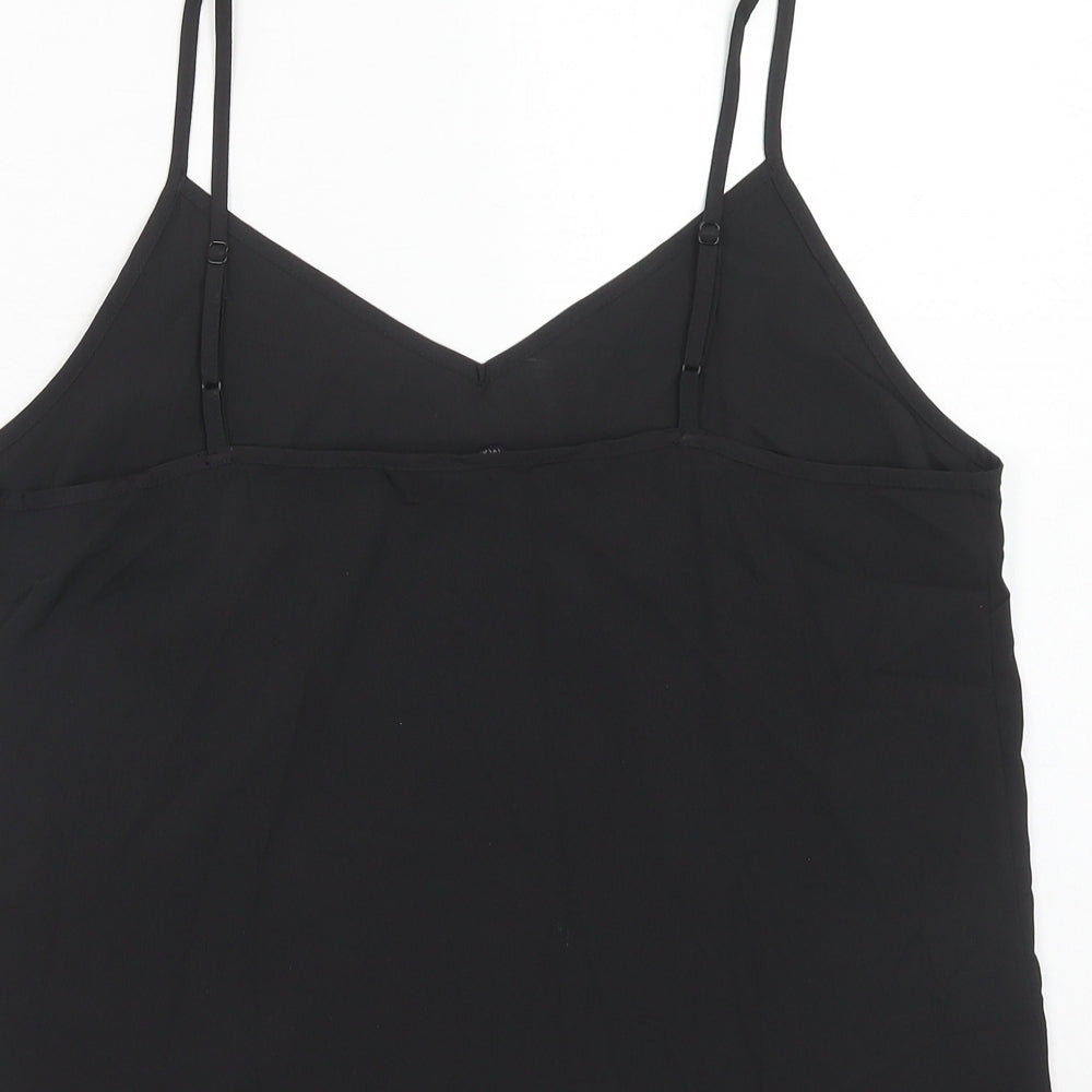 Marks & Spencer Womens Black Polyester Basic Tank Size 12 V-Neck
