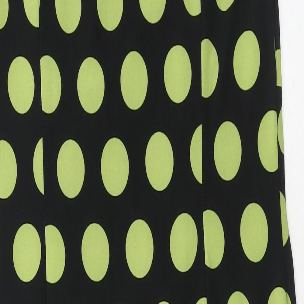 Precis Womens Green Polka Dot Polyester Sheath Size 10 Boat Neck Pullover - Ruched Detail