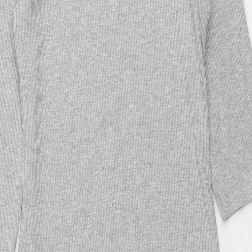 H&M Womens Grey Cotton A-Line Size 14 Round Neck Pullover - Cold Shoulder
