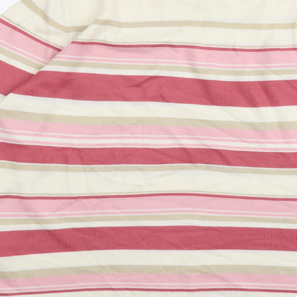 Marks & Spencer Womens Multicoloured Mock Neck Striped Acrylic Pullover Jumper Size 12