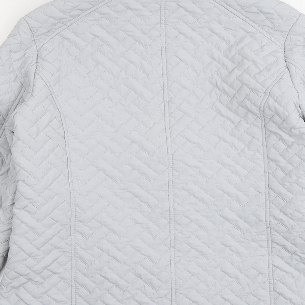 EWM Womens Grey Quilted Jacket Size 10 Zip