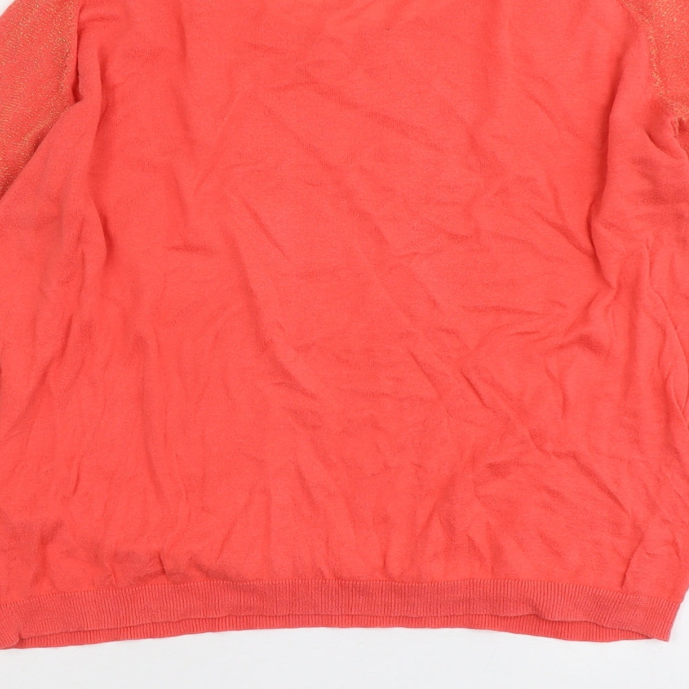 Monoprix Womens Red Round Neck Cotton Pullover Jumper Size 4