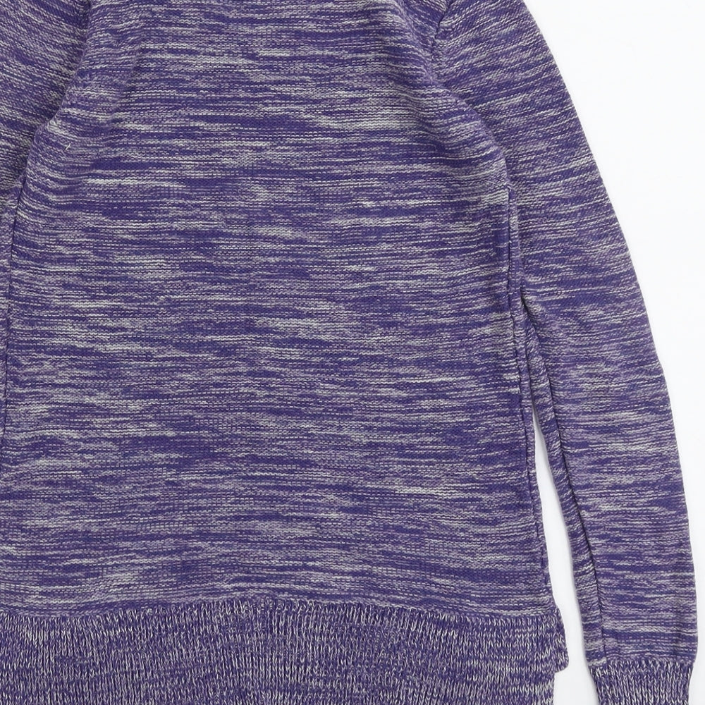 Yumi Womens Purple Round Neck Cotton Pullover Jumper Size 10