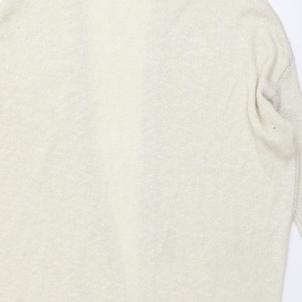 Mango Womens Beige V-Neck Acrylic Cardigan Jumper Size XS