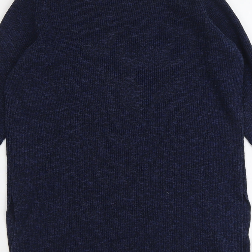 New Look Womens Blue Round Neck Cotton Pullover Jumper Size 10