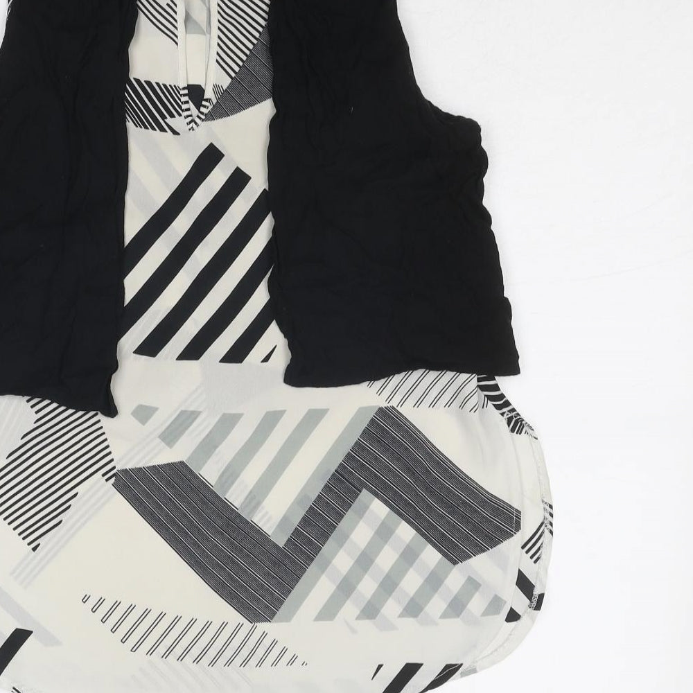 River Island Womens Black Geometric Polyester Basic Tank Size 10 Boat Neck