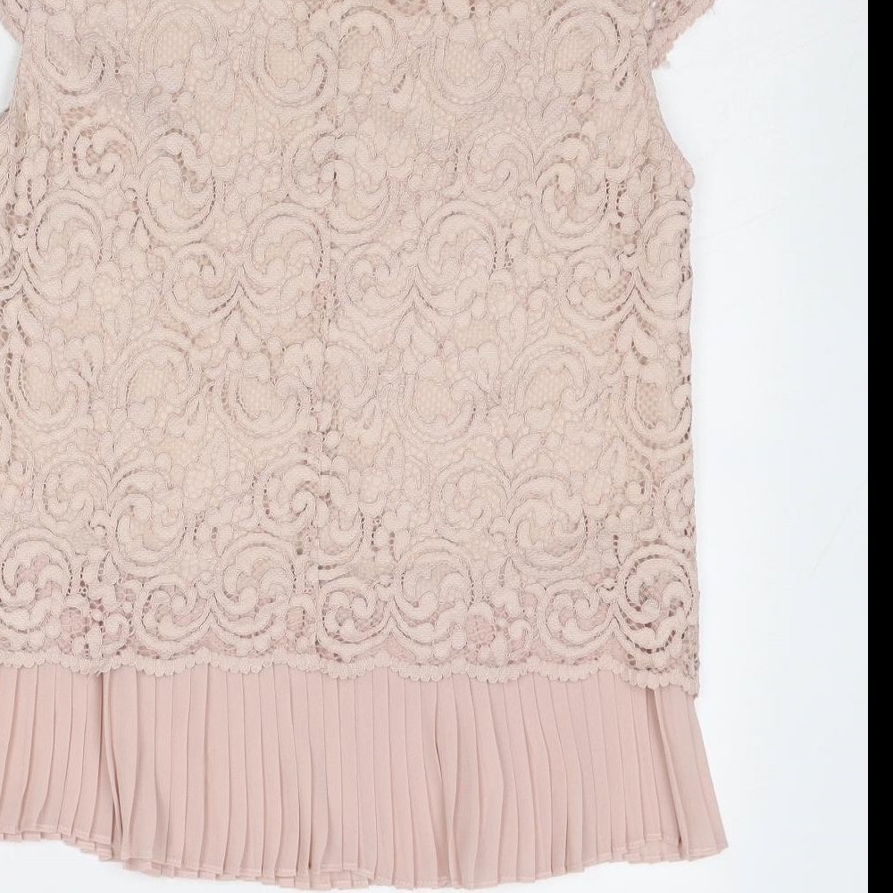 Phase Eight Womens Pink Polyamide Basic Blouse Size 10 Boat Neck