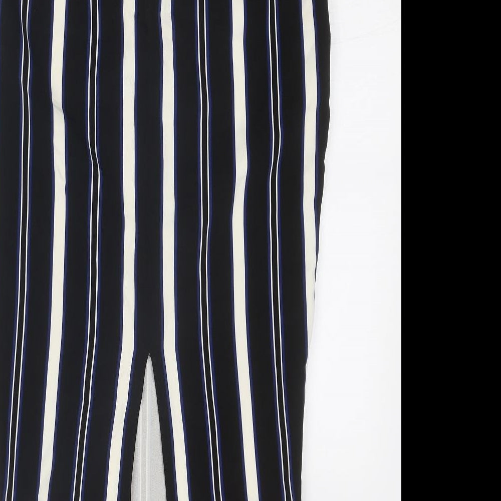 River Island Womens Blue Striped Polyester Straight & Pencil Skirt Size 6 Zip