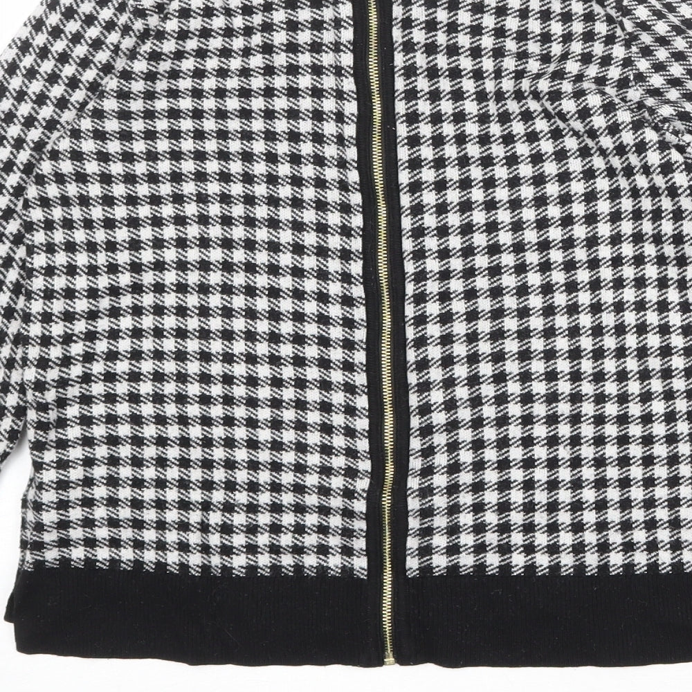 H&M Womens Black Round Neck Geometric Viscose Pullover Jumper Size S - Houndstooth