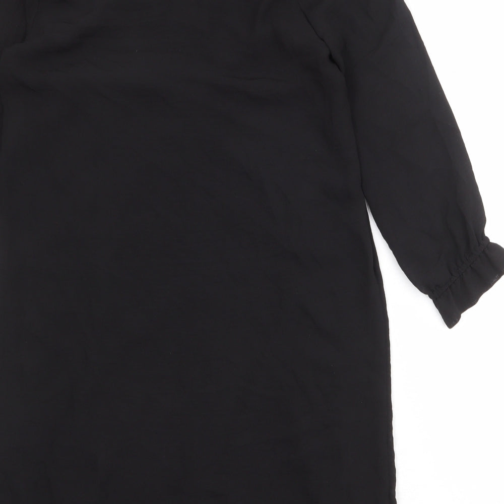 H&M Womens Black Polyester A-Line Size 10 V-Neck Pullover