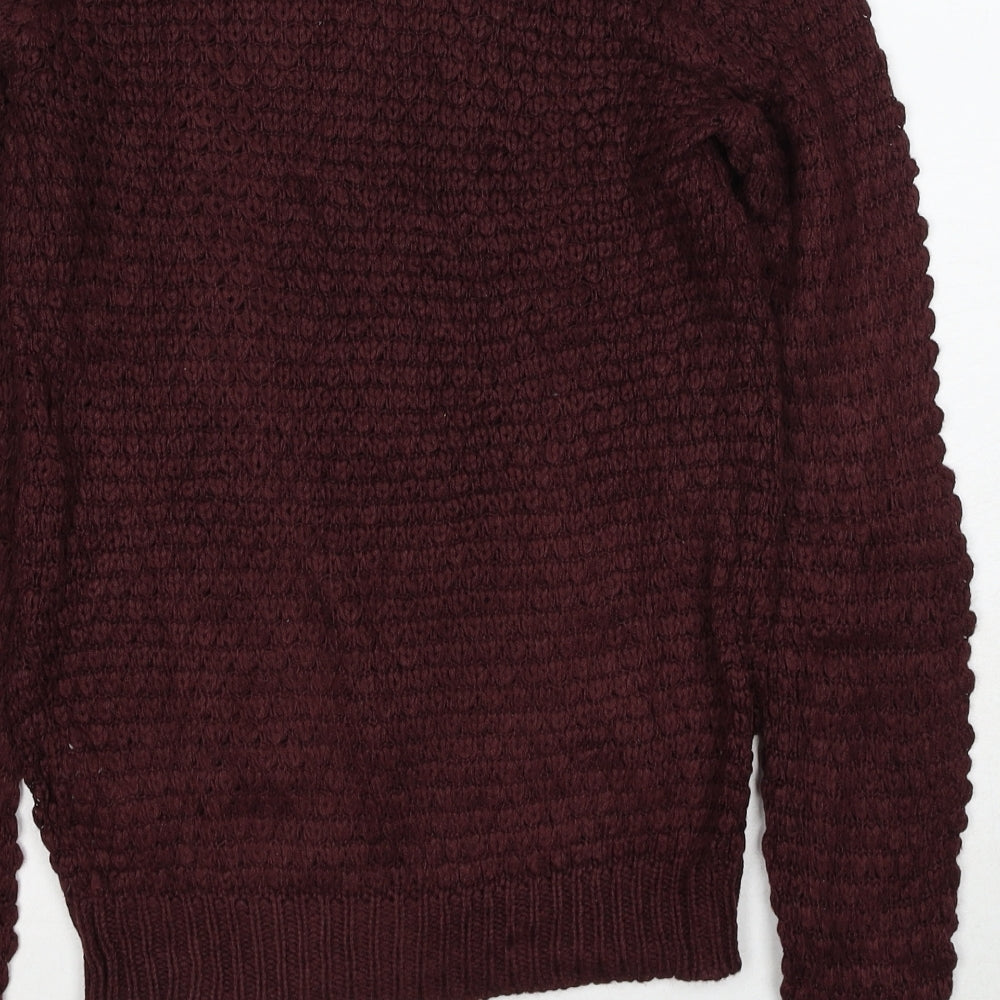 VERO MODA Womens Red Boat Neck Acrylic Pullover Jumper Size S