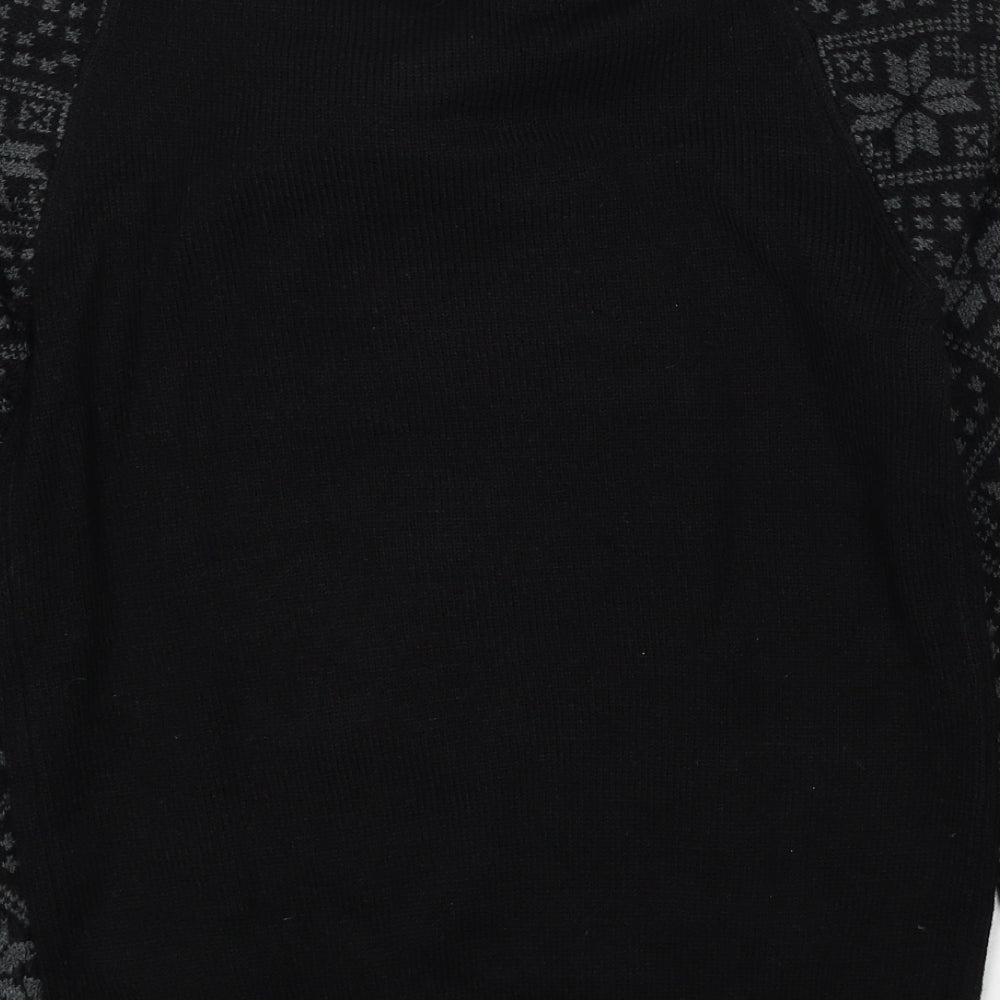 Next Mens Black Crew Neck Geometric Acrylic Pullover Jumper Size XS Long Sleeve - Polar Bear