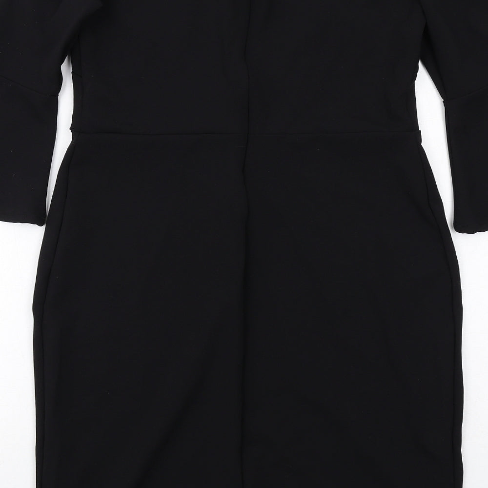 H&M Womens Black Polyester Shift Size M Off the Shoulder Zip