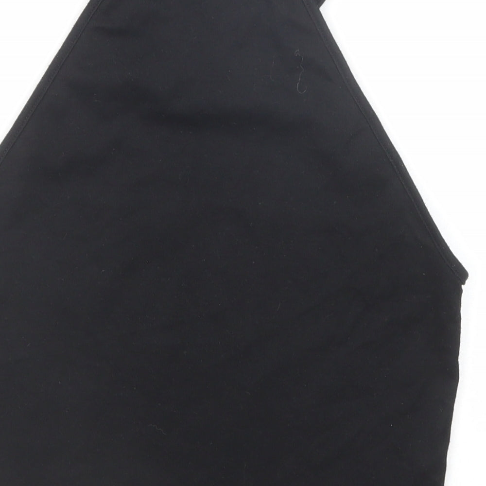 Zara Womens Black Polyester Cropped Tank Size S Round Neck