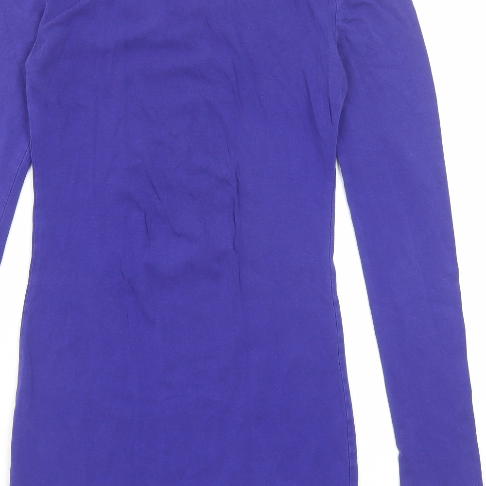 Divided by H&M Womens Blue Cotton Jumper Dress Size 10 Round Neck Pullover