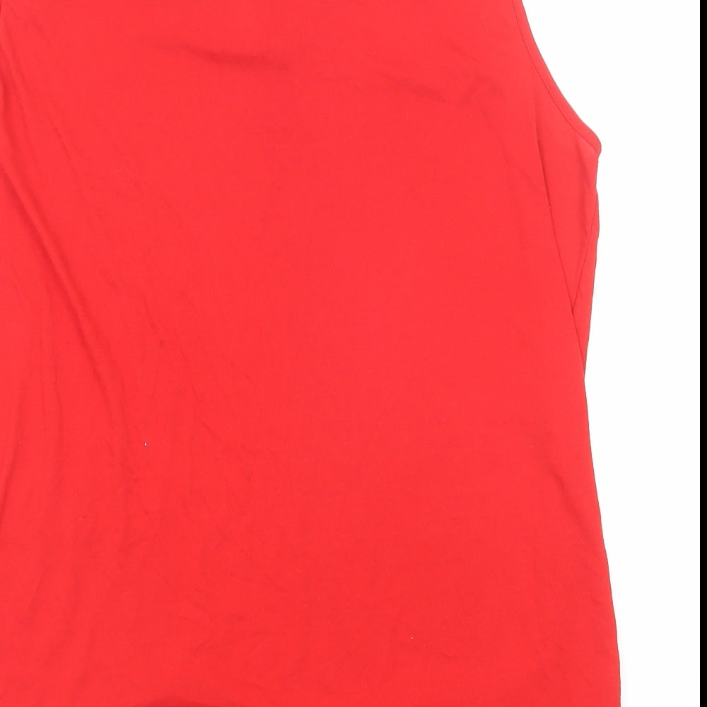 Lucky Womens Red Cotton Basic Tank Size XL Round Neck