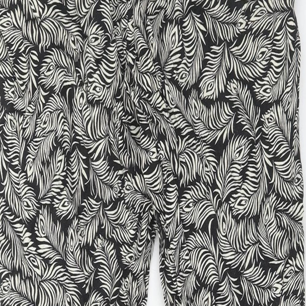 H&M Womens Black Geometric Viscose Trousers Size 6 Regular