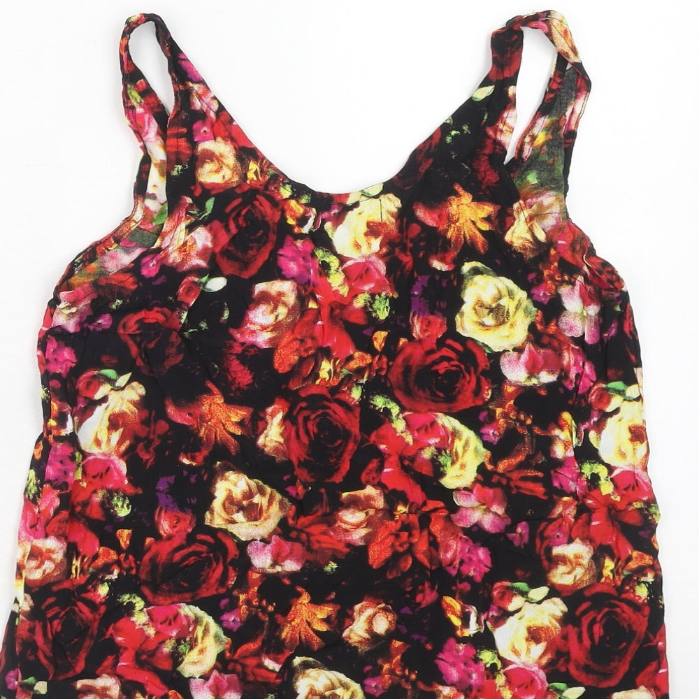 Motel Womens Silver Floral Viscose Basic Tank Size S Round Neck