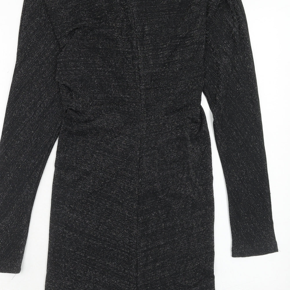 H&M Womens Black Polyamide A-Line Size S V-Neck Pullover