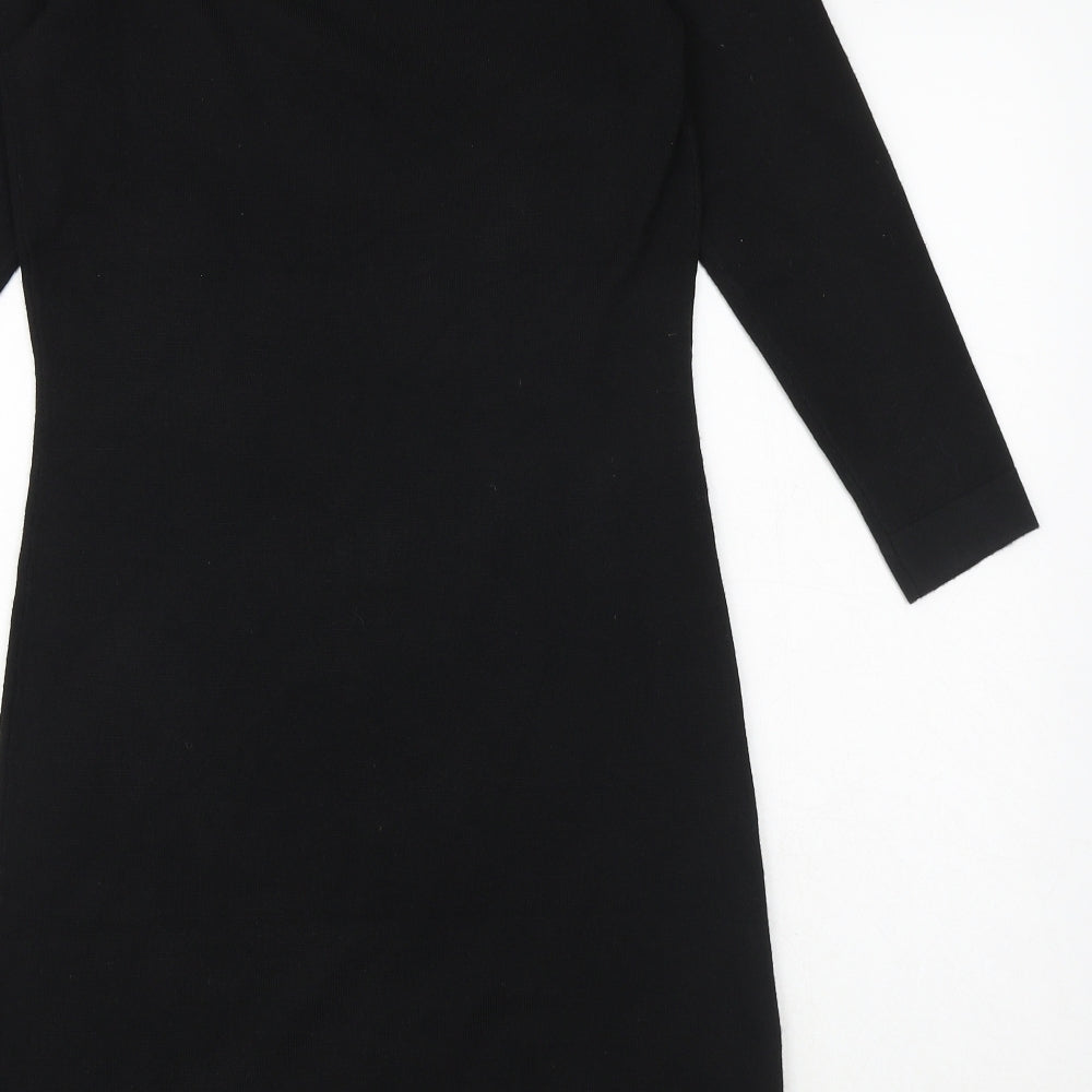 Monsoon Womens Black Polyester Sheath Size S Mock Neck Zip - Lace Detail