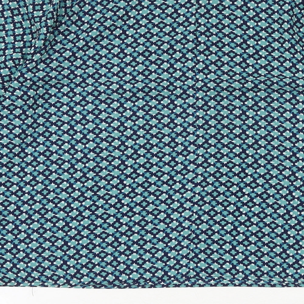 H&M Womens Green Geometric Polyester Basic Blouse Size 8 Round Neck