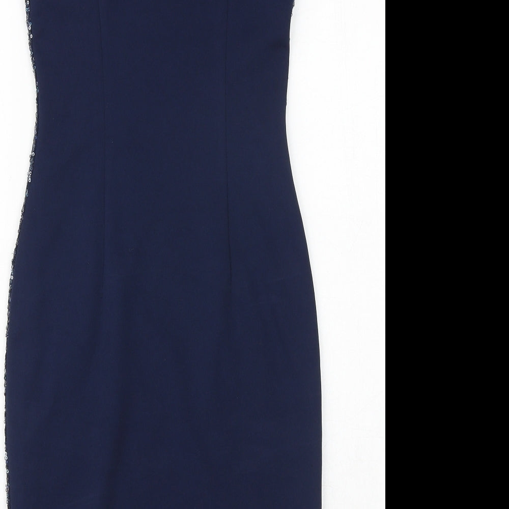 New Look Womens Blue Polyester Sheath Size 8 Boat Neck Pullover