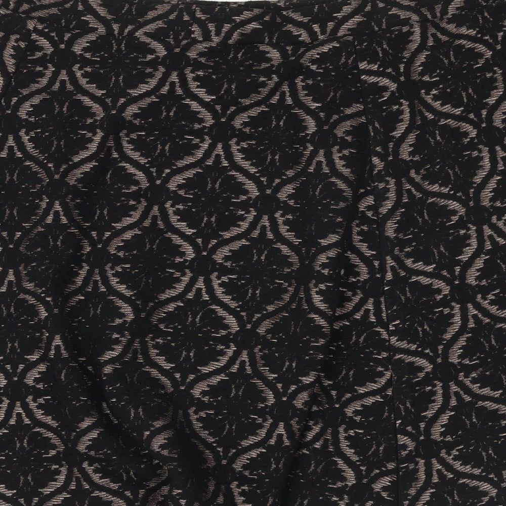 Marks & Spencer Womens Black Geometric Polyester Swing Skirt Size 28 in
