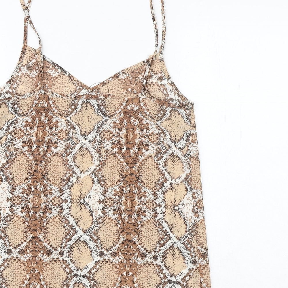 Marks and Spencer Womens Brown Animal Print Polyester Camisole Tank Size 6 V-Neck - Snake Print