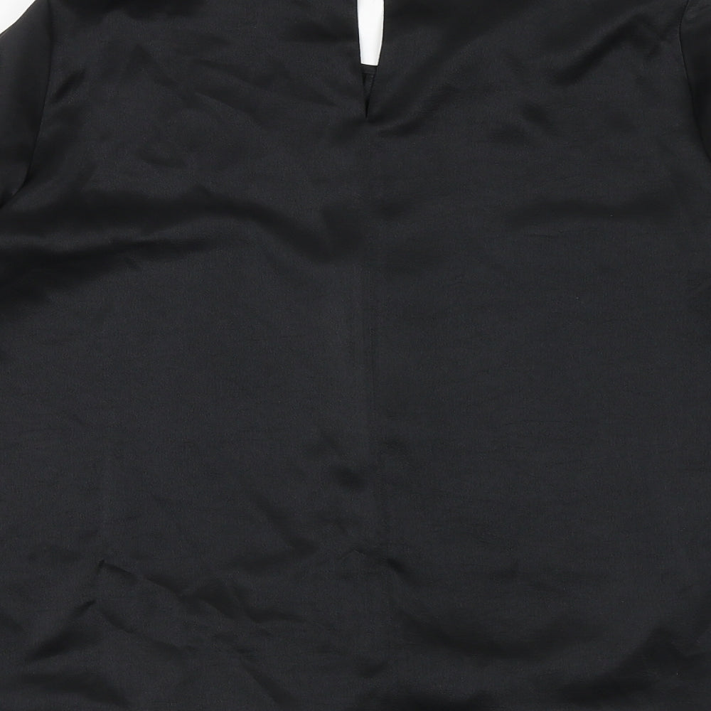 River Island Womens Black Polyester Basic Blouse Size 6 Round Neck - Tie Front Detail