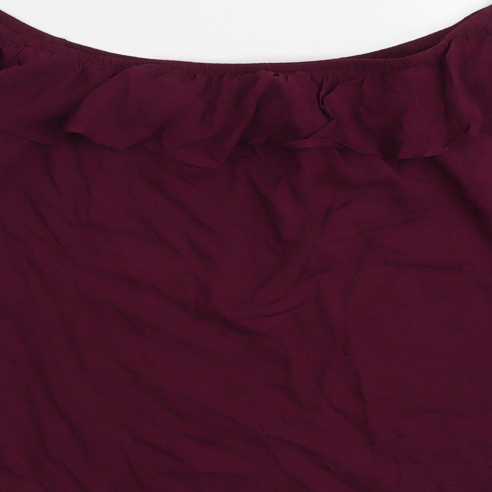 Oasis Womens Purple Viscose Basic Blouse Size 12 Round Neck